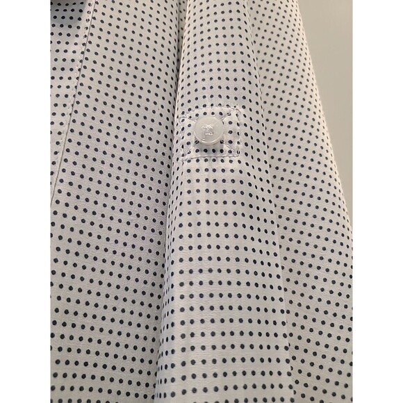 EXPRESS The City Shirt Button Down w Roll Tab Sleeves Polka Dots Womens M White - Picture 5 of 9